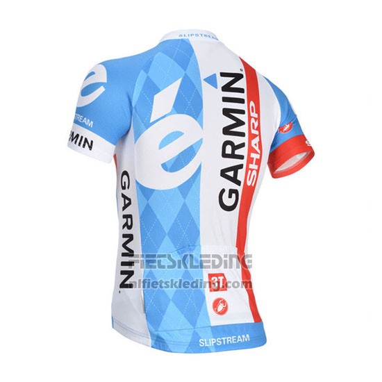 2014 Fietskleding Garmin Sharp Lichtblauw en Wit Korte Mouwen en Koersbroek
